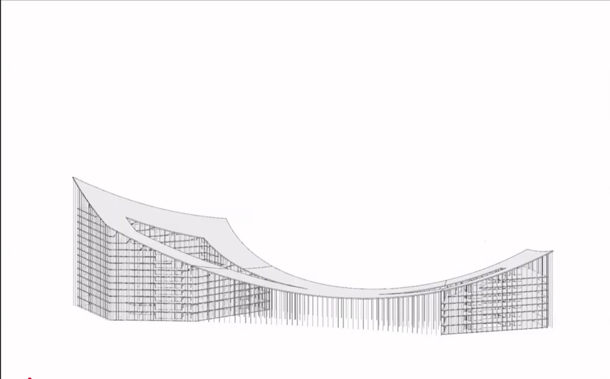 Parametric CityWave model with a lower roof profile and corresponding changes to the floor slabs and columns.