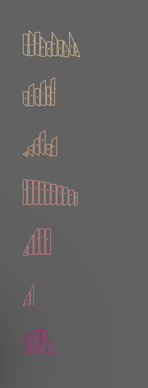 CNC fabrication file outlines for unique steel parts on a dark background.