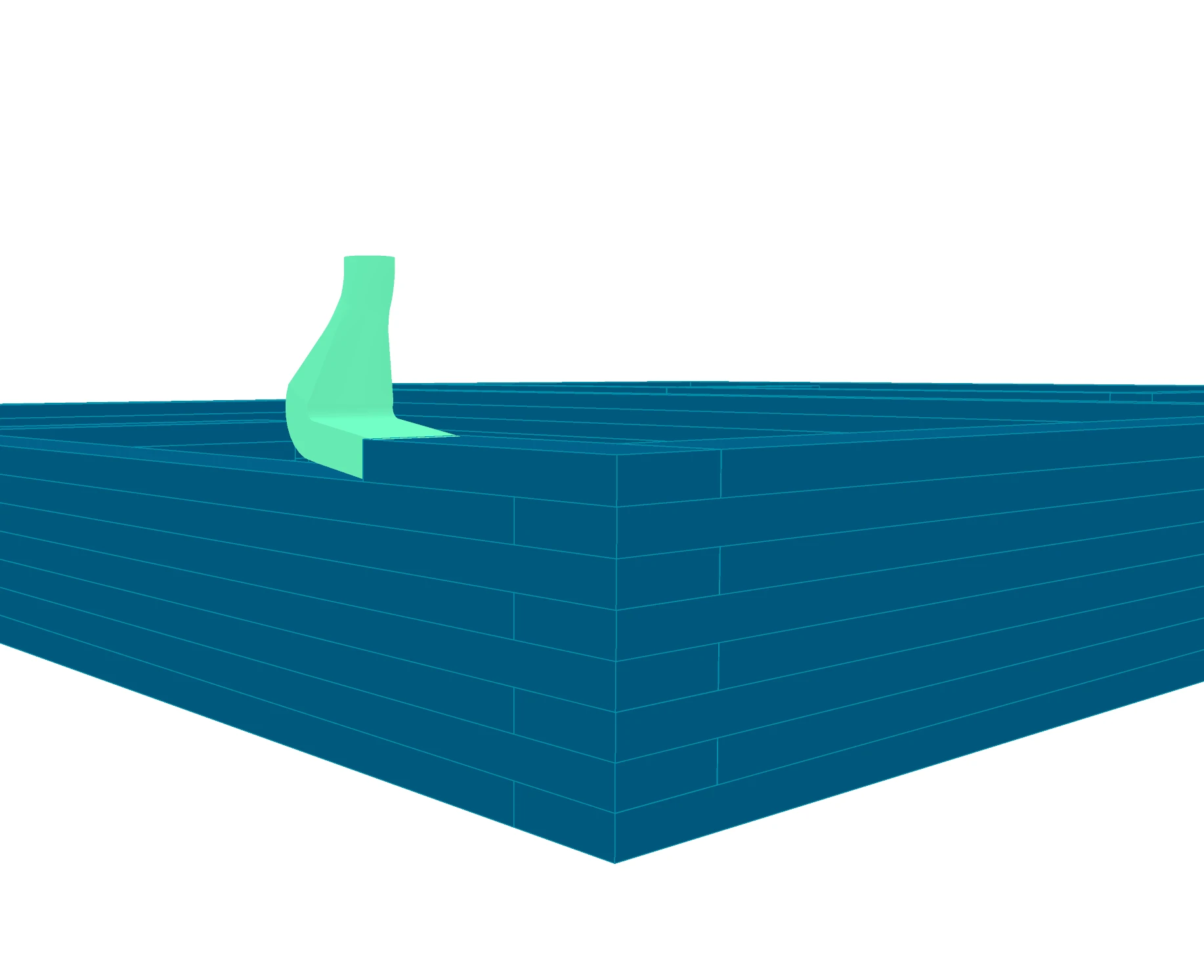 A green print head above layers of concrete in the print preview.
