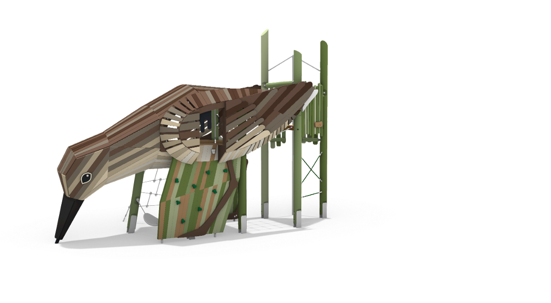 Rendered playground bird structure generated from the design workflow.