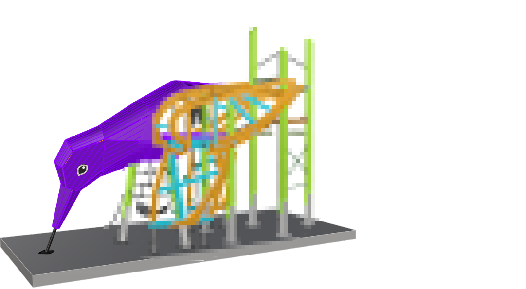 Internal production model view of the playground bird structure.