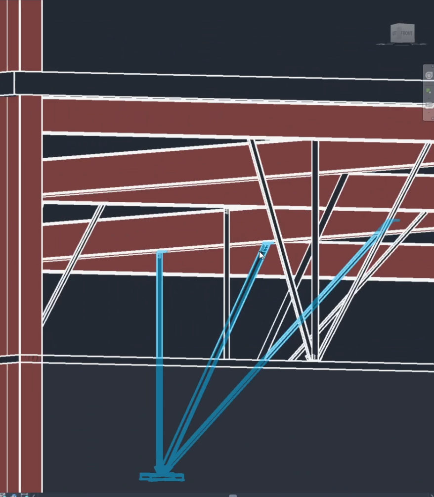 Revit view showing seismic restraints placed in a building model.